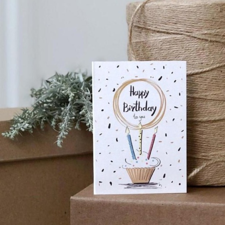 MF6114 - Открытка с тортом С Днем рождения - фото moscowflorist.ru