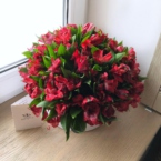 MF0539 - Белая шляпная коробка с красной альстромерией картинка №5 - moscowflorist.ru MF0539 - Белая шляпная коробка с красной альстромерией фото №5 - moscowflorist.ru