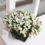 MF0689 - Зеленая коробка-сумка с белой альстромерией картинка №2 - moscowflorist.ru MF0689 - Зеленая коробка-сумка с белой альстромерией фото №2 - moscowflorist.ru
