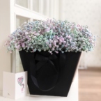 MF0709 - Черная фирменная сумка с радужной гипсофилой картинка №4 - moscowflorist.ru MF0709 - Черная фирменная сумка с радужной гипсофилой фото №4 - moscowflorist.ru