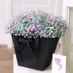 MF0709 - Черная фирменная сумка с радужной гипсофилой картинка №1 - moscowflorist.ru MF0709 - Черная фирменная сумка с радужной гипсофилой фото №1 - moscowflorist.ru