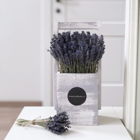 k7041 - Деревянный ящичек с ароматной лавандой - фото moscowflorist.ru