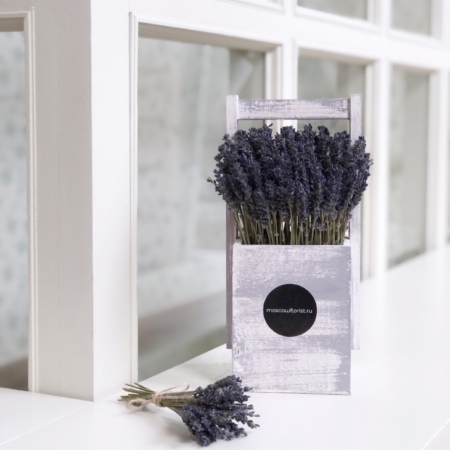 k7041 - Деревянный ящичек с ароматной лавандой - фото moscowflorist.ru