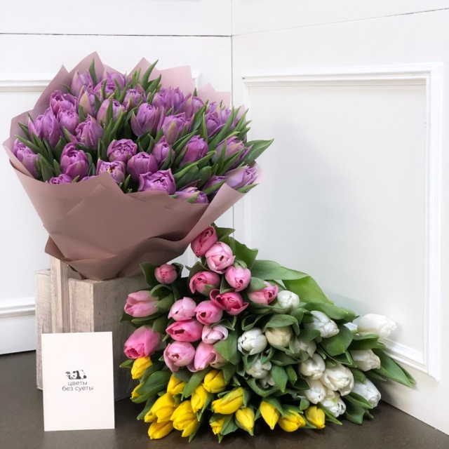 k1136 - Букет из 35 тюльпанов в асс. (от 5 шт.) фото - moscowflorist.ru