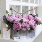 MF7049 - Деревянный ящик с махровыми пионами картинка №1 - moscowflorist.ru MF7049 - Деревянный ящик с махровыми пионами фото №1 - moscowflorist.ru