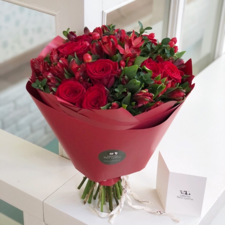 MF1159 - Классический букет с красными розами - фото moscowflorist.ru
