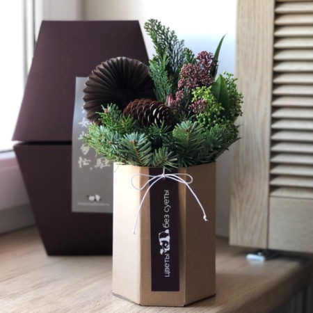 MF8111 - Коробка PandaBowl  с новогодним миксом - фото moscowflorist.ru