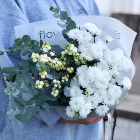 MF1187 - Бело-зеленый букет без роз - фото moscowflorist.ru
