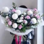 MF1305 - Букет бело-розовый с шариками хризантем картинка №4 - moscowflorist.ru MF1305 - Букет бело-розовый с шариками хризантем фото №4 - moscowflorist.ru