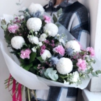 MF1305 - Букет бело-розовый с шариками хризантем картинка №2 - moscowflorist.ru MF1305 - Букет бело-розовый с шариками хризантем фото №2 - moscowflorist.ru