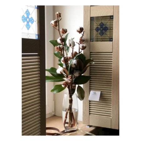 MF1306 - Интерьерный букет их веток хлопка и зелени - фото moscowflorist.ru