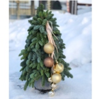 MF3046 - Елка из веток Нобилиса (h50 см) с элегантным каскадом из шаров фото №3 - moscowflorist.ru