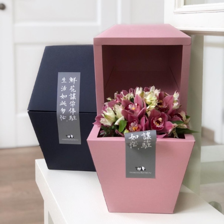 k8106 - Коробка PandaBowl с орхидеями (от 5 шт.) - фото moscowflorist.ru