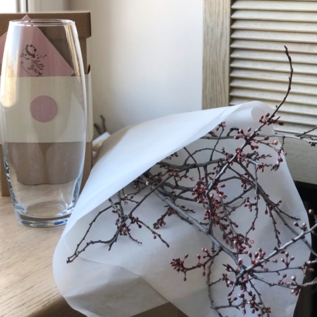 MF1311 - Весенние ветки с вазой фото - moscowflorist.ru