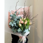 MF1402 - Сезонный букет с тюльпанами. Коллекция Morse фото №4 - moscowflorist.ru