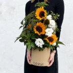 MF0870 - Шляпная коробка с подсолнухами коллекции Morse фото №2 - moscowflorist.ru