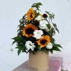 MF0870 - Шляпная коробка с подсолнухами коллекции Morse фото №4 - moscowflorist.ru