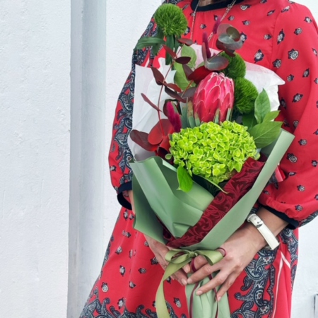 MF1194 - Структурный букет с протеей - фото moscowflorist.ru
