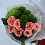 MF1195 - Персиково-зеленый букет с пионовидными розами фото №2 - moscowflorist.ru